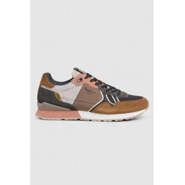 Pantofi sport de piele intoarsa cu garnituri din material sintetic - Gri deschis/Maro scortisoara/Roz prafuit/Maro pamantiu