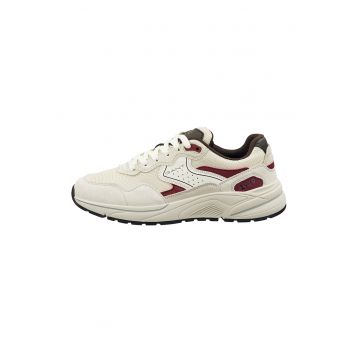 Pantofi sport de piele intoarsa cu insertii de plasa Jaybro - Visiniu/Crem