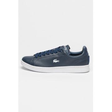 Pantofi sport de piele si piele ecologica - Alb/Bleumarin