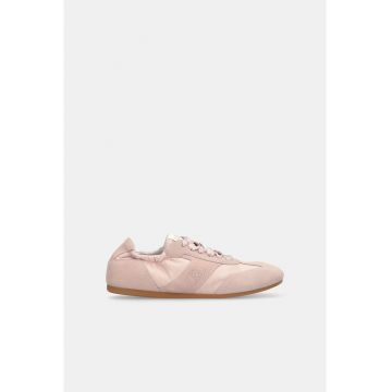 Pantofi sport low cu garnituri din piele intoarsa - Roz prafuit