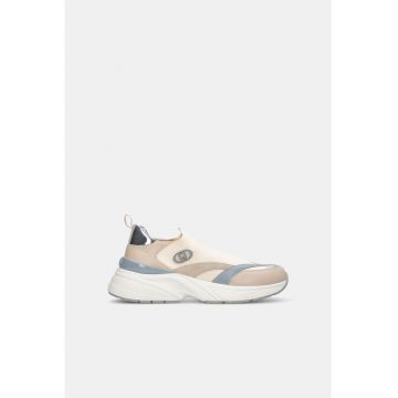 Pantofi sport slip-on cu garnituri din piele - Bej