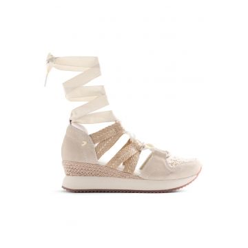 Pantofi sport wedge cu decupaje Kidika - Alb murdar
