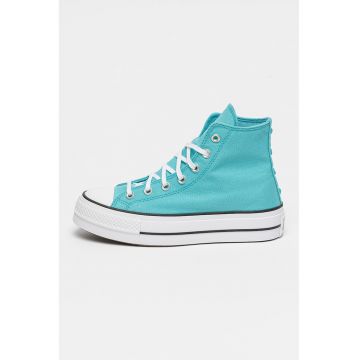 Tenisi flatform de panza cu logo - Turcoaz/Alb optic