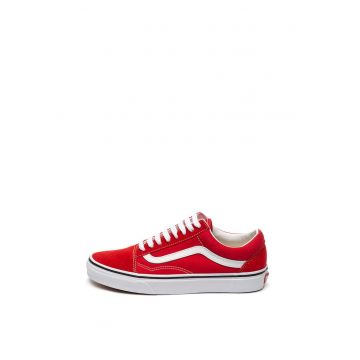 Tenisi unisex cu insertii de piele intoarsa Old Skool - Rosu