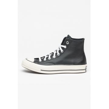 Tenisi unisex high-top din piele - Negru/Alb murdar