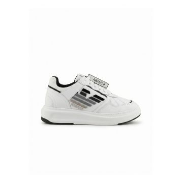 Pantofi sport cu logo lateral - Alb/Negru