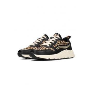 Pantofi sport cu model animal print si talpa wedge CHARLIE