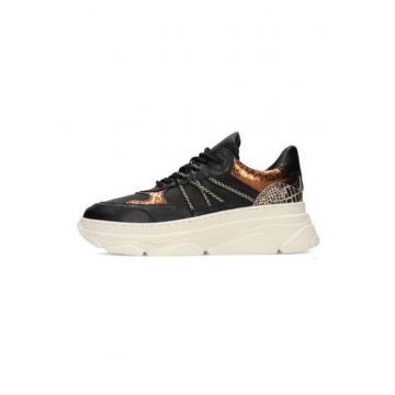 Pantofi sport cu talpa wedge si detalii animal print JANA