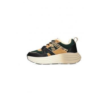 Pantofi sport cu talpa wedge si garnituri sintetice