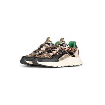 Pantofi sport cu talpa wedge si model animal print CARI