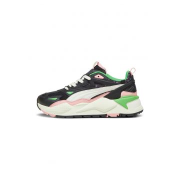 Pantofi sport de piele si material textil RS-X Efekt - Verde/Negru/Roz