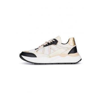 Pantofi sport din piele cu detalii aurii