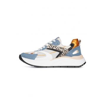 Pantofi sport din piele cu detalii din denim