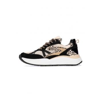 Pantofi sport din piele cu detaliu cu animal print