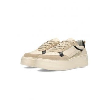Pantofi sport din piele cu sireturi si talpe wedge