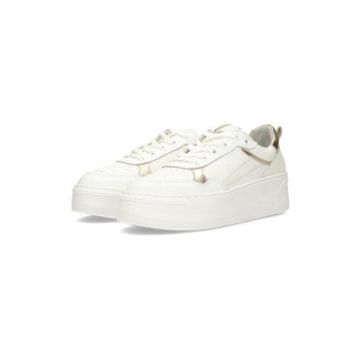 Pantofi sport din piele cu talpa wedge si sireturi