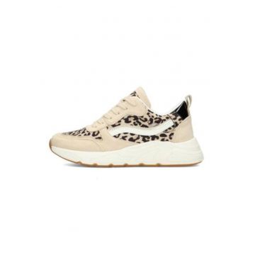 Pantofi sport din piele ecologica si piele intoarsa ecologica cu animal print Charlie