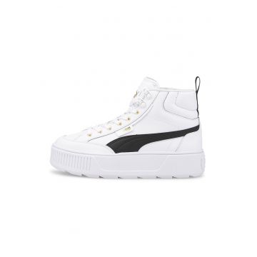 Pantofi sport mid-high de piele si piele ecologica Karmen - Negru/Alb optic