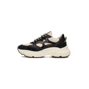Pantofi sport Tokio din piele cu sireturi si accente animal print