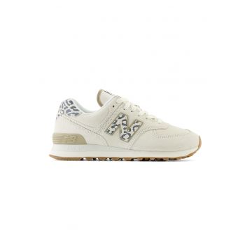Pantofi  piele bej - Crem/Gri inchis