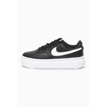 Pantofi sport Court Vision Alta din piele si piele ecologica cu talpa flatform - Alb/Negru