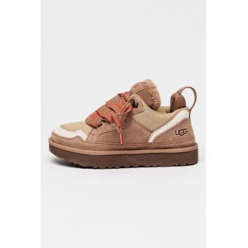 Pantofi sport cu insertii de piele intoarsa Lowmel - Kaki/Lila pal