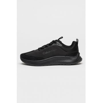 Pantofi sport cu insertii de piele intoarsa - Negru stins
