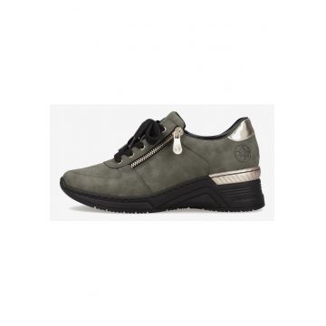 Pantofi sport cu talpa wedge si accente metalizate