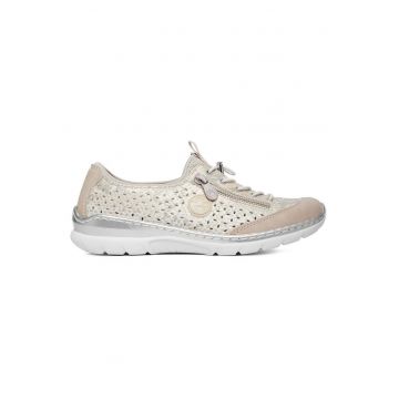 Pantofi sport dama  bej/argintiu - piele ecologica - tehnologie Antistres -