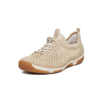 Pantofi sport dama  bej - piele ecologica - varf rotund