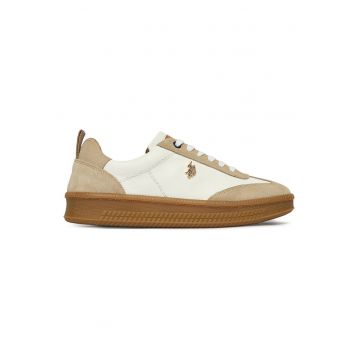 Pantofi sport dama -  piele naturala - alb/bej - confortabili - durabili