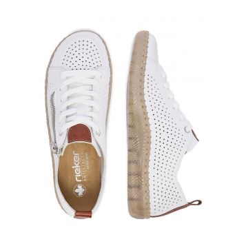 Pantofi sport dama -  piele naturala - alb - varf rotund