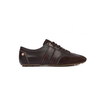 Pantofi sport dama  piele naturala/piele intoarsa - maro - sistem inchidere siret
