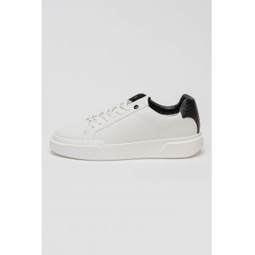 Pantofi sport de piele cu varf rotund - Alb optic