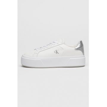 Pantofi sport flatform de piele - Alb murdar