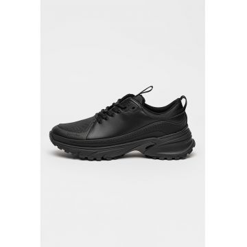 Pantofi sport Hike Runner din piele cu garnituri din plasa - Negru