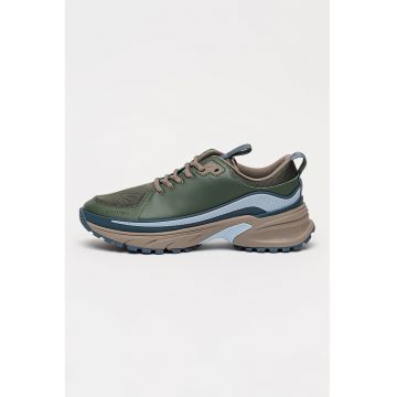 Pantofi sport Hike Runner din piele cu garnituri din plasa - Verde padure