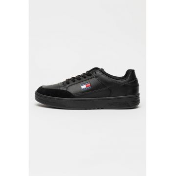 Pantofi sport low-cut din piele - Negru