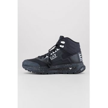 Pantofi sport mid-high cu talpa cu pete decorative - Alb/Negru