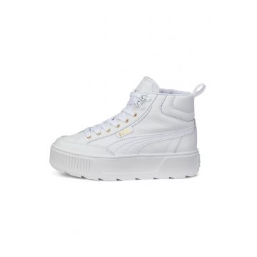 Pantofi sport mid-high de piele si piele ecologica Karmen - Alb optic