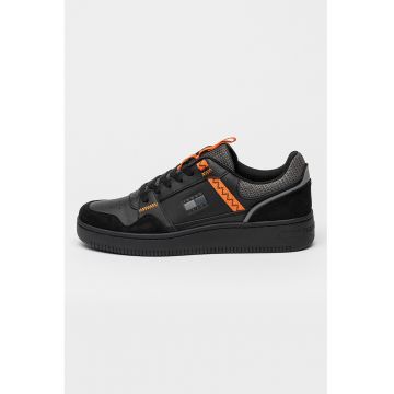 Pantofi sport Retro din piele - Negru/Portocaliu