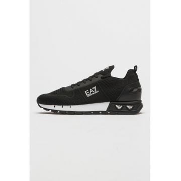 Pantofi sport slip-on cu detalii de piele lacuita - Negru