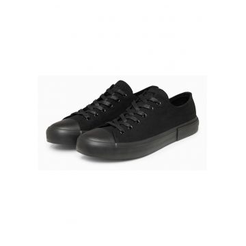 Tenisi barbati din bumbac cu sireturi design modern OM-FOTL-0189 - Negru