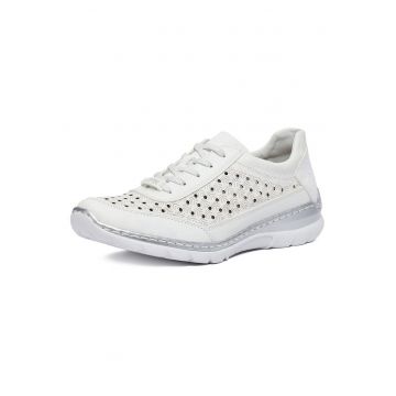 Tenisi dama  casual - piele naturala - alb - varf rotund -