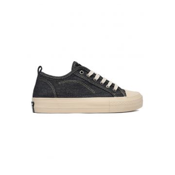 Tenisi dama G-Star Raw - textil - platforma inalta - sistem inchidere siret - Alb/Bleumarin