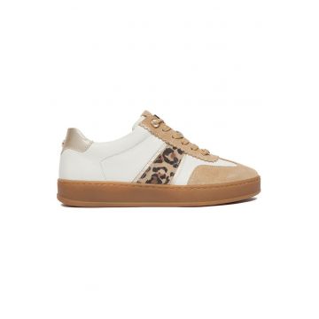 Tenisi dama  multicolor - piele naturala/intoarsa - varf rotund