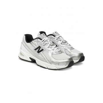 Pantofi sport barbati -  piele ecologica - alb/argintiu