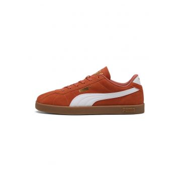 Pantofi sport Club II Intense unisex de piele intoarsa - Alb/Portocaliu mandarina