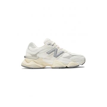 Pantofi sport cu garnituri din piele 9060 - Alb murdar/Argintiu
