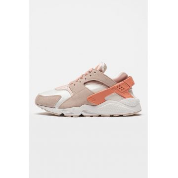 Pantofi sport cu garnituri din piele intoarsa Air Huarache - Alb/Roz somon/Roz prafuit